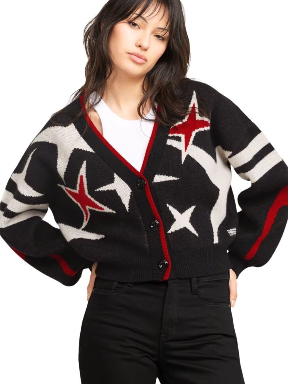 G-Star RAW Holiday Loose Fit Wool Blend Star Cardigan | M | Black | NWT